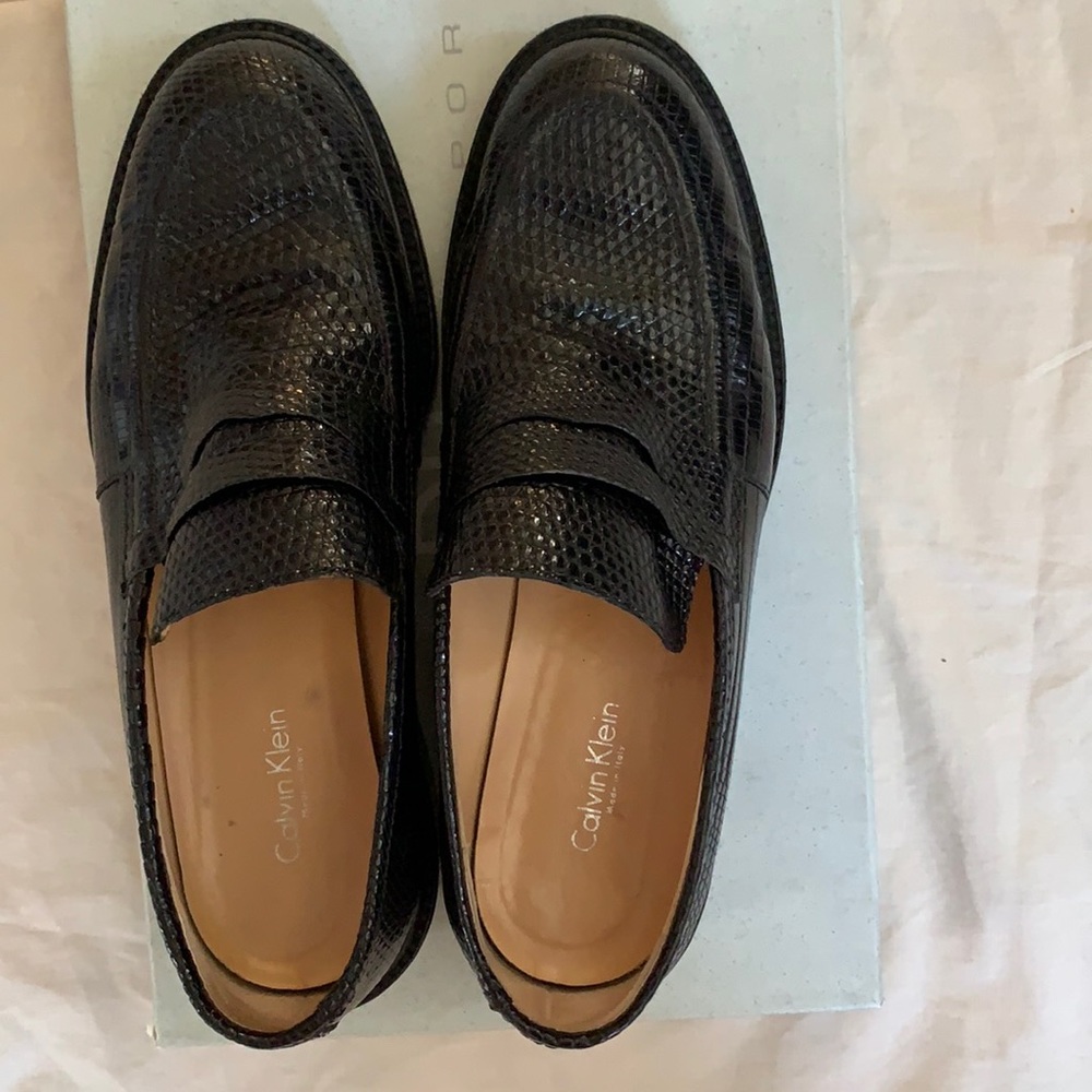 Calvin Klein snakeskin loafers